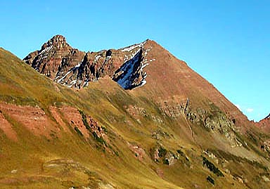 Belleview rises above the northwest ridge, which is the easiest route to the summit