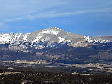 Silverheels seen from Sheep Mountain to the southwest on 12/20/03