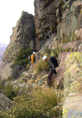 Mike and Debbie near the blind corner on the south face of the South Peak
