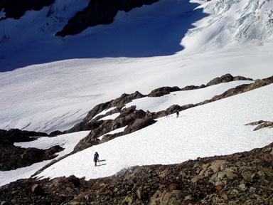 Climbers on the Snow Dome's lower slopes