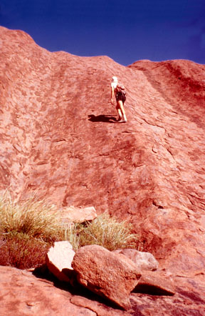 Gerry starting up Ayers Rock above Mutidjula