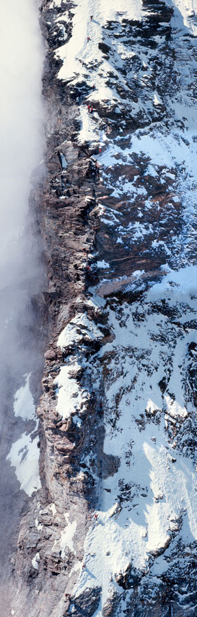 Aerial view of the upper part of the route on the Matterhorn